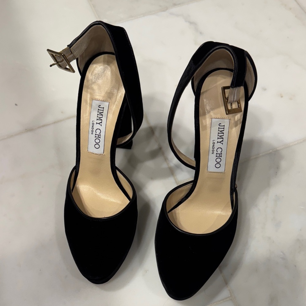 Jimmy Choo Black Ankle-Strap Heels Size 38